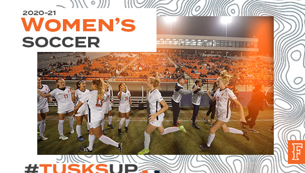 2020-21 Women's Soccer. Image of WSOC team running across field. #TusksUp