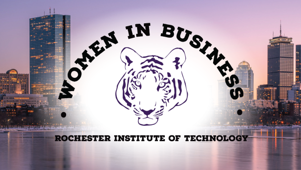 Women in Business logo over a Boston Skyline.