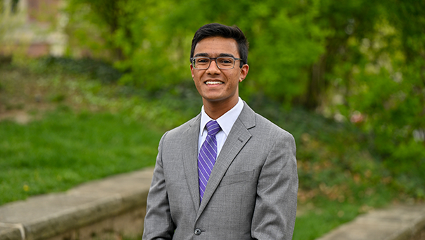 Aadesh Chordia standing outside at Browning Amphitheater