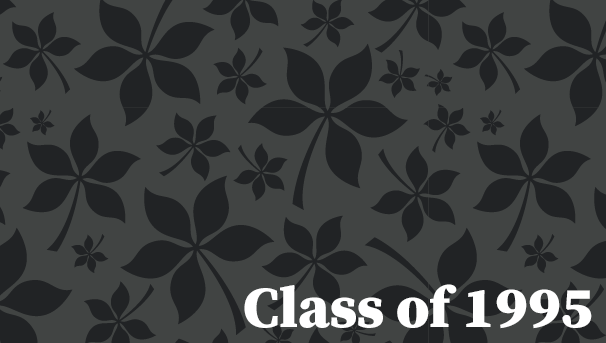 Gray leaves with the text Class of 1995