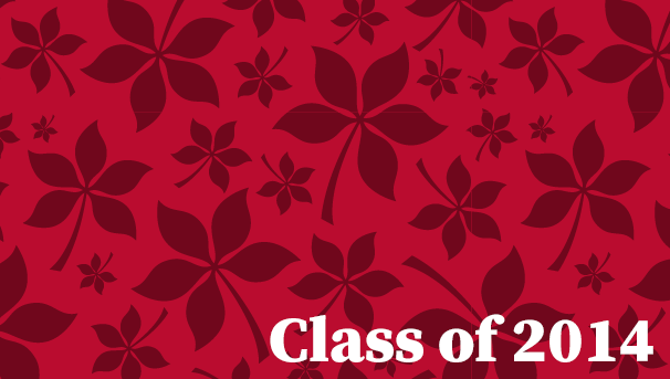 Scarlet background graphic with Buckeye leaves and the text Class of 2014