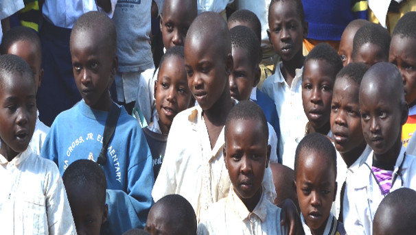 A large group of young children from the Marwa Village