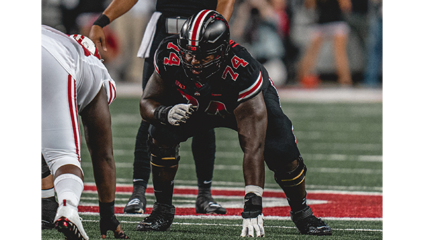 Ohio State football player on the field during a game