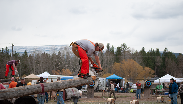 Team president Chris Graham competing in the obstacle pole event (April, 2022)