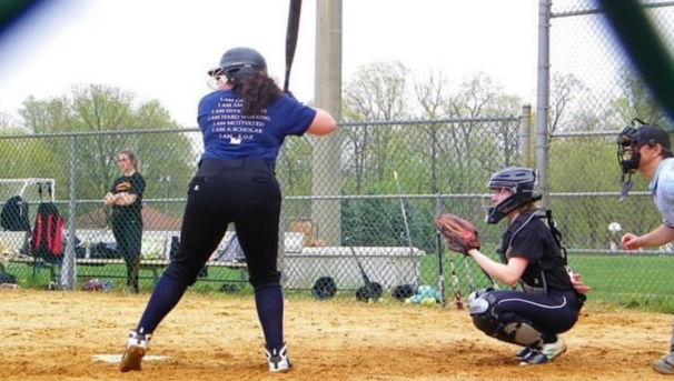 Softball player at bat