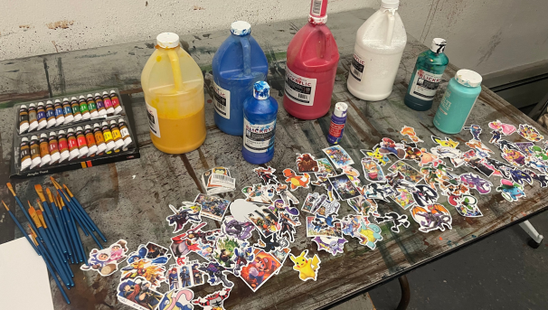 art supplies on a table