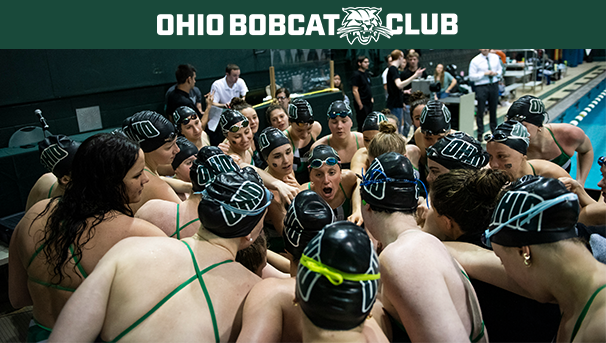 Image of OHIO Swim team cheering before a meet