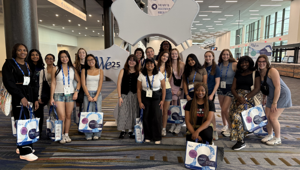 SWE group in purple polos outside of EMPAC
