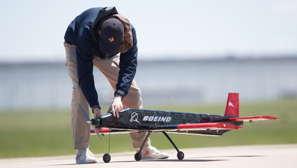 Student sets plane on the runway