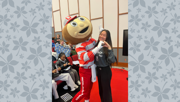 Grace Min with Brutus Buckeye