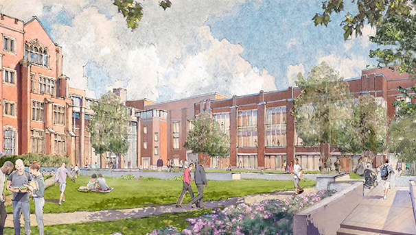 Graphic of the outdoor courtyard in the new IHSC space