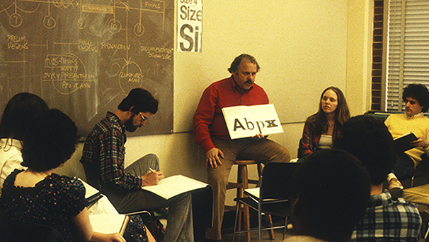 Peter Megert teaching a typography course around late 1970s