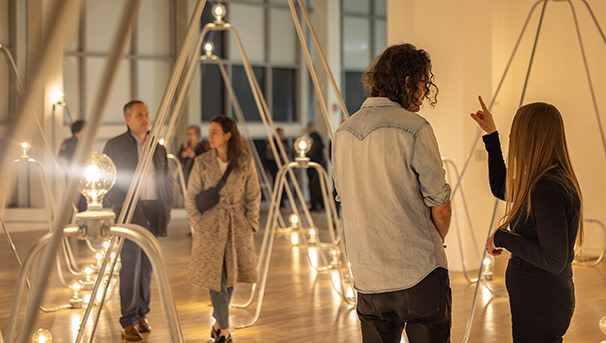 Guests in an arts exhibit