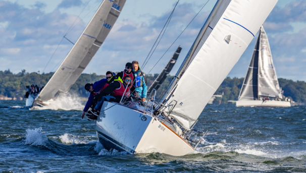 Sailors on a boat in the water