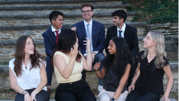 Group of students laughing outside