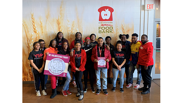 Students volunteering at a Food Bank