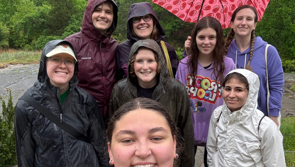 Group of students outside smiling