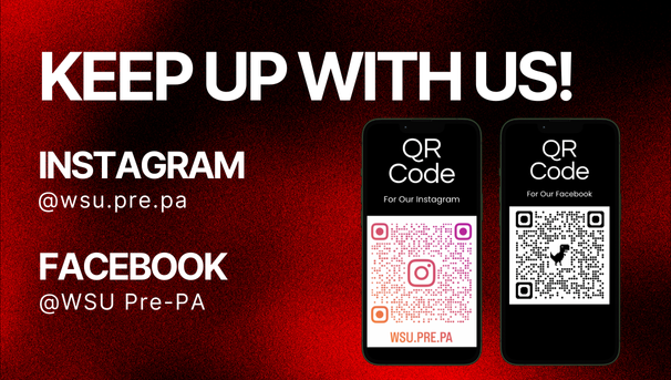 Stay updated with Pre-PA Club through our Instagram and Facebook