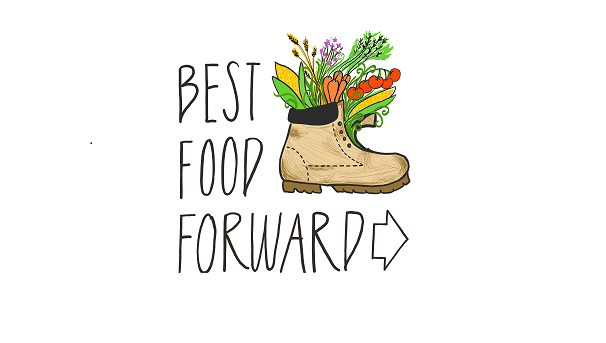 Best Food Forward Logo. With it is a drawing of a boot with various plants and vegetables