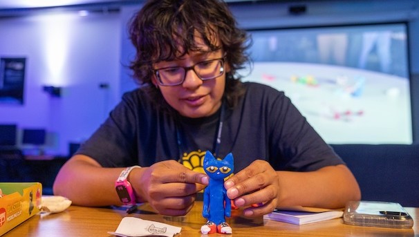 Student working on a claymation project