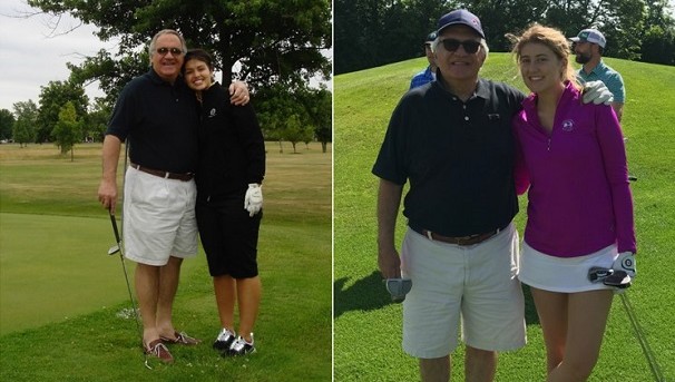 George Kentris posed with two female golfers