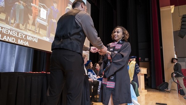 Student receiving an award