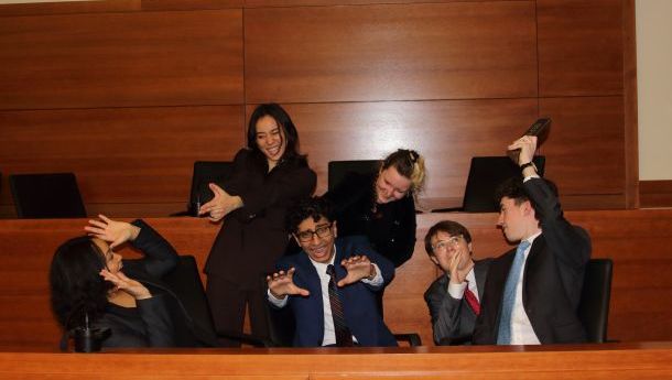 Mock trial team with silly poses