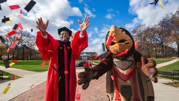 President Pines with a local celebrity