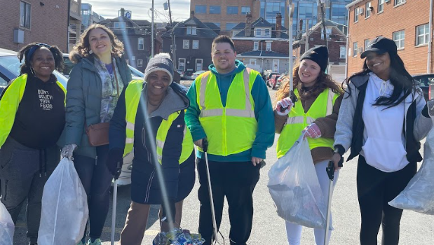 Counselor Education students picking up trash to keep Columbus clean