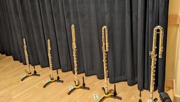 a row of flutes