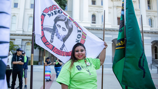 Indigenous student, at state capitol