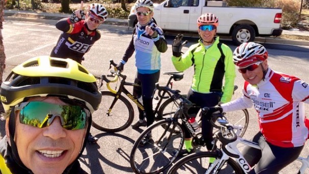 Photo of a group of bikers helping raise funds for colorectal cancer research