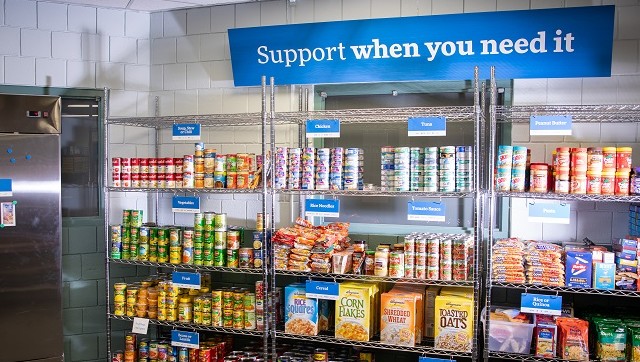 Blue Table food pantry offers a wide selection of shelf stable foods.
