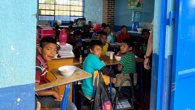 Kids in existing Classroom of Chosavic School