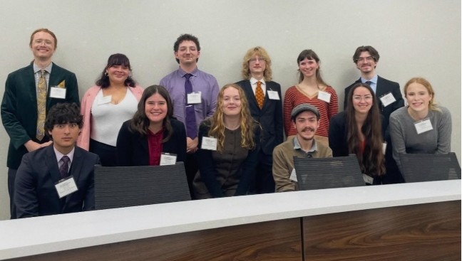 Ethics Team members preparing for competition at the State Ethics Bowl.