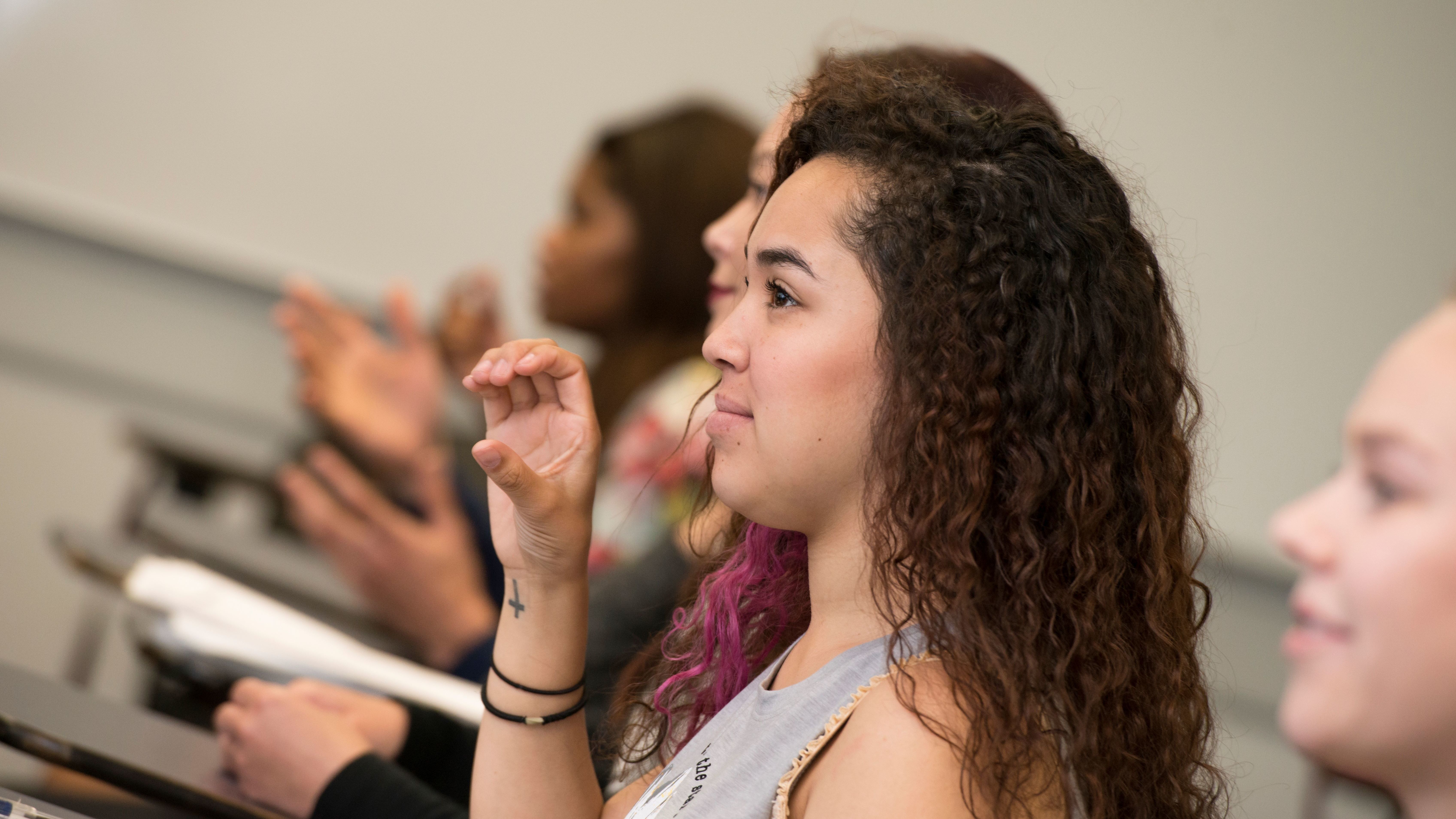 Students practicing a Deaf Studies Lesson.