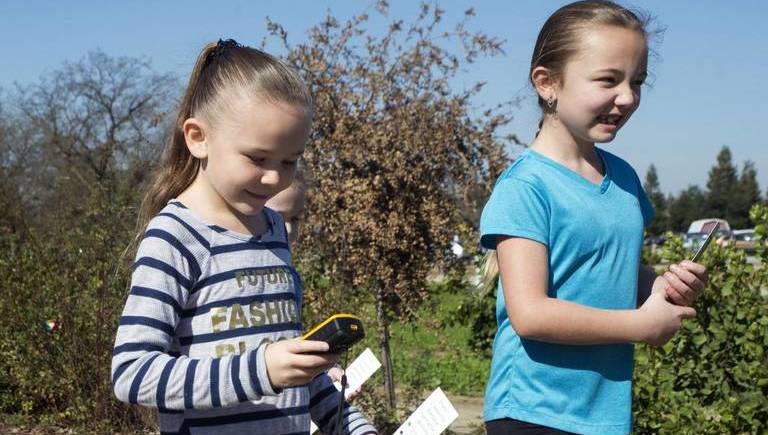 A GPS treasure hunt along the Trans-California Pathway during Science Day.