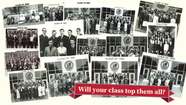 A collage of picture from graduating classes with masters in health administration