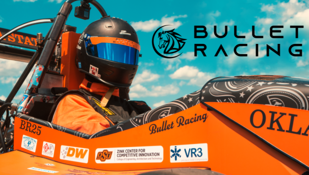 Jackson Rose in the BR 25 Racecar designed and built by students at Oklahoma State University