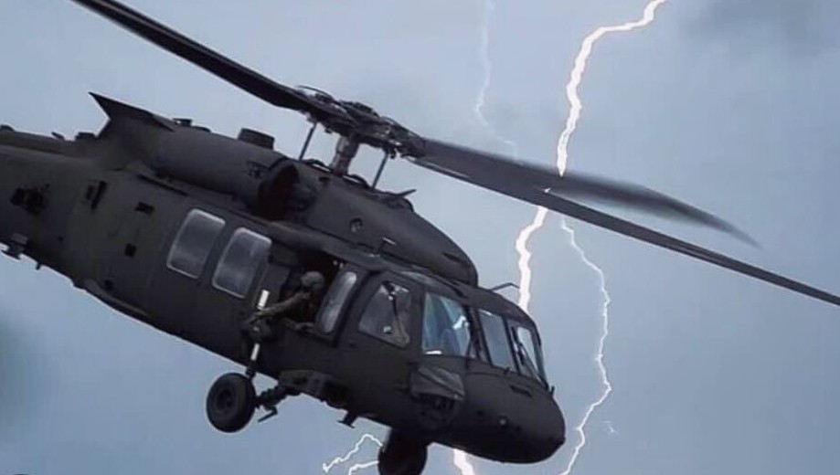 Blackhawk taking off during Fall Field Training Exercise