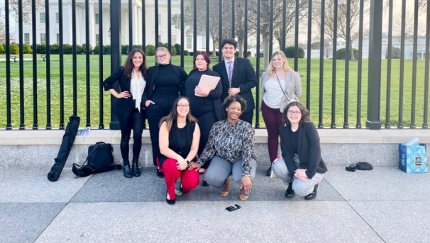 Half of our group in front of the White House on the way to the alumni reception