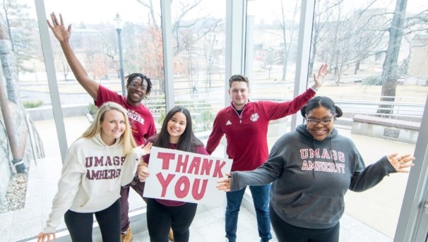 Students with a Thank You sign