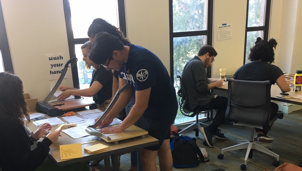 Crafting the Tuesday at 11:00 Zine in the CPP MakerStudio