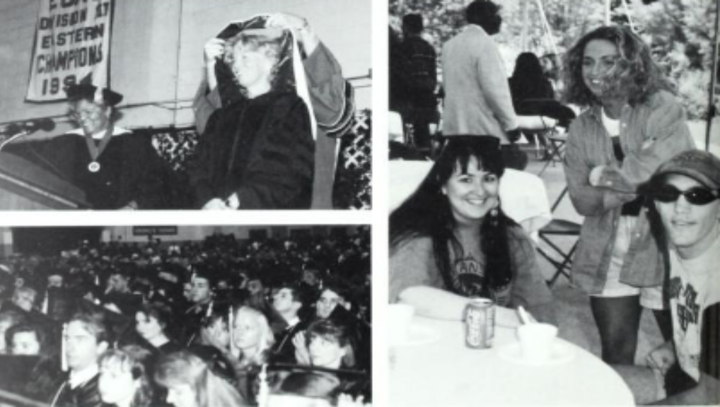 Collage image of black and white yearbook photos.