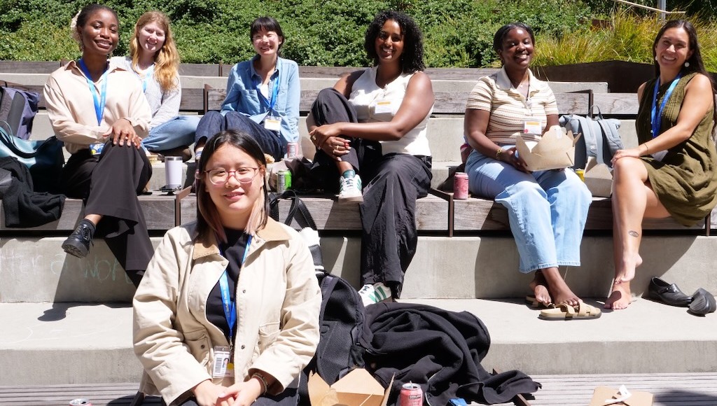 New students gather for lunch outside Berkeley Way West at 2026 New Student Orientation
