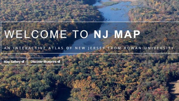 Screenshot of NJ MAP webpage of logo over geographical image of NJ.
