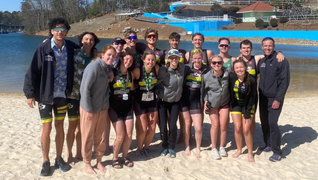 The Cal Poly Triathlon Club at an event.