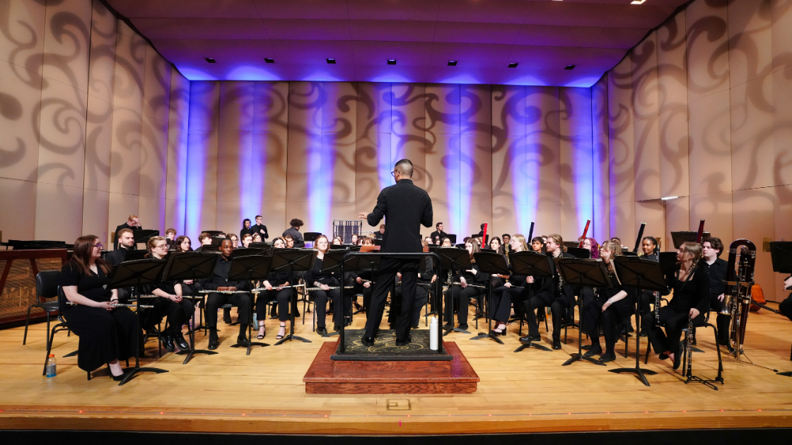 Butler orchestra preparing to perform