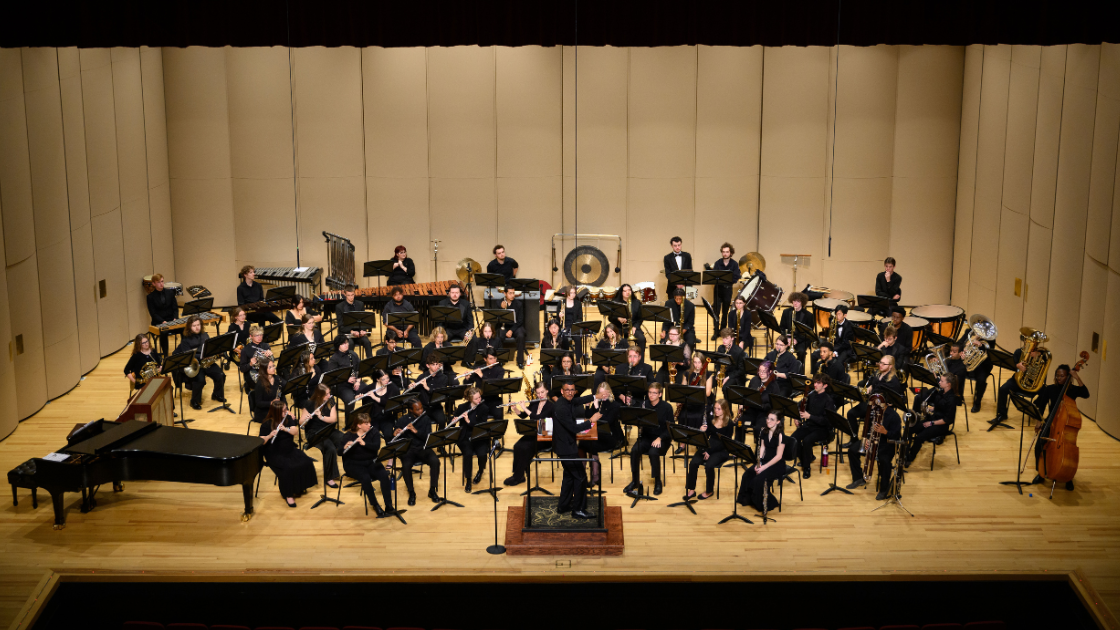 Entire Butler Orchestra performing at Schrott Center for the Arts