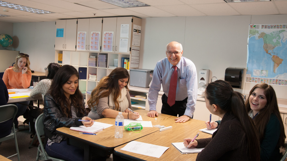 Professor with students